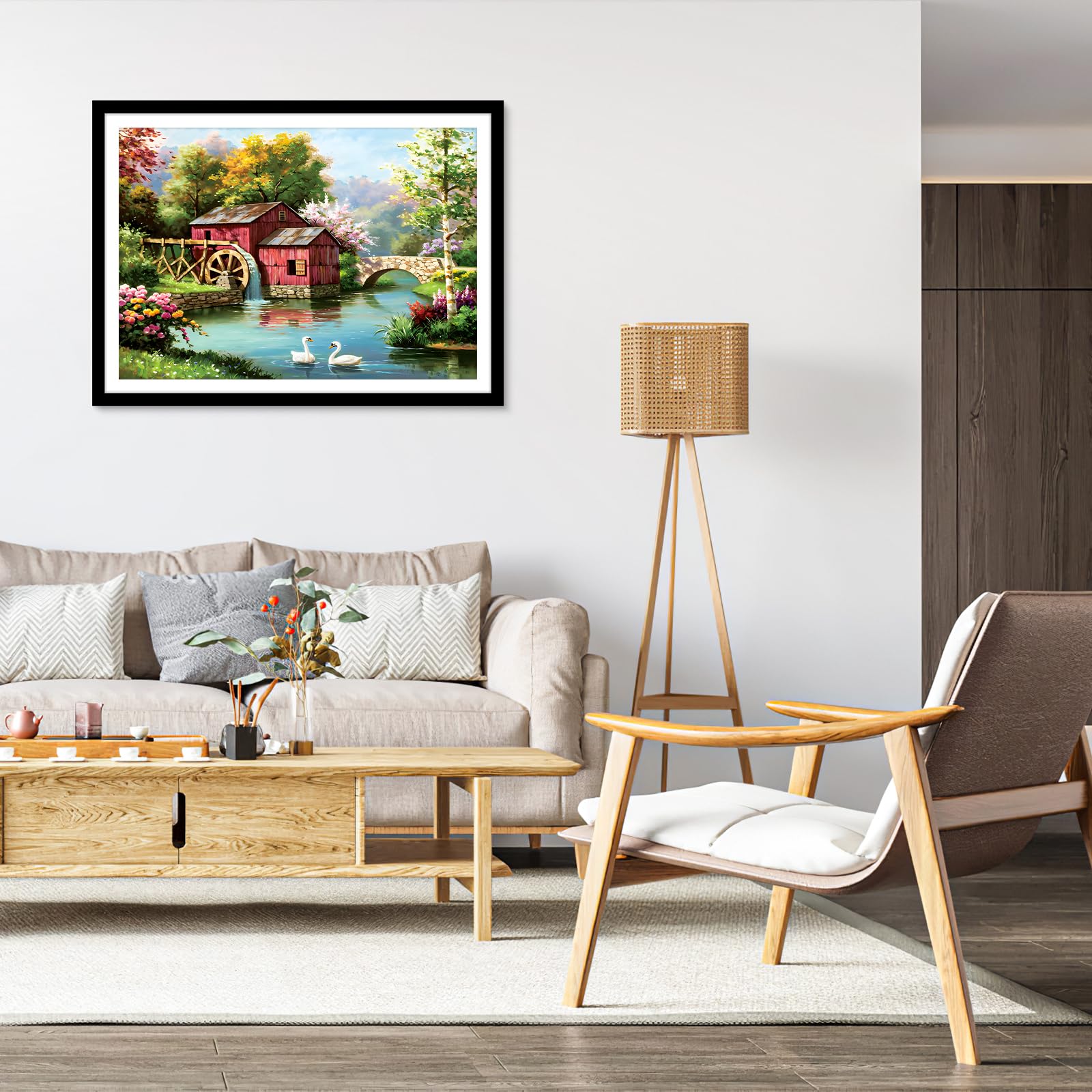 Kit Diamond Painting QENSPE 85x40cm - Paysage Village - Broderie Strass 5D Pour Adultes Et Enfants