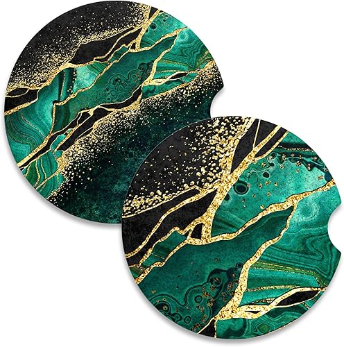 Miniatura 23 de Nipichsha Posavasos de automóvil para portavasos de automóvil, paquete de 2 posavasos de cerámica absorbente para bebidas, bonitos portavasos para