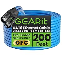 Vista 27 de GearIT Cable Ethernet CAT6, conectores RJ45 compatibles con EtherCON (200 pies) para audio profesional, blindado de aluminio, cobre libre de Negro