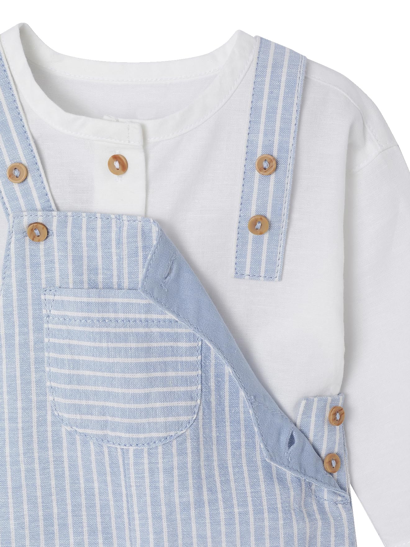 VERTBAUDET Ensemble bébé naissance cérémonie chemise salopette en lin et coton