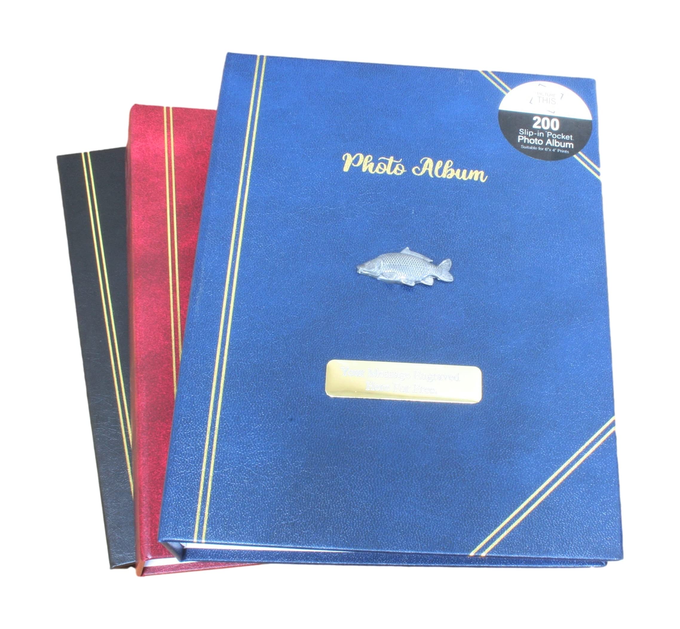 Common Carp Photo Album 200 Slots 6x4 Photographs Free Engraving (Blue) 80