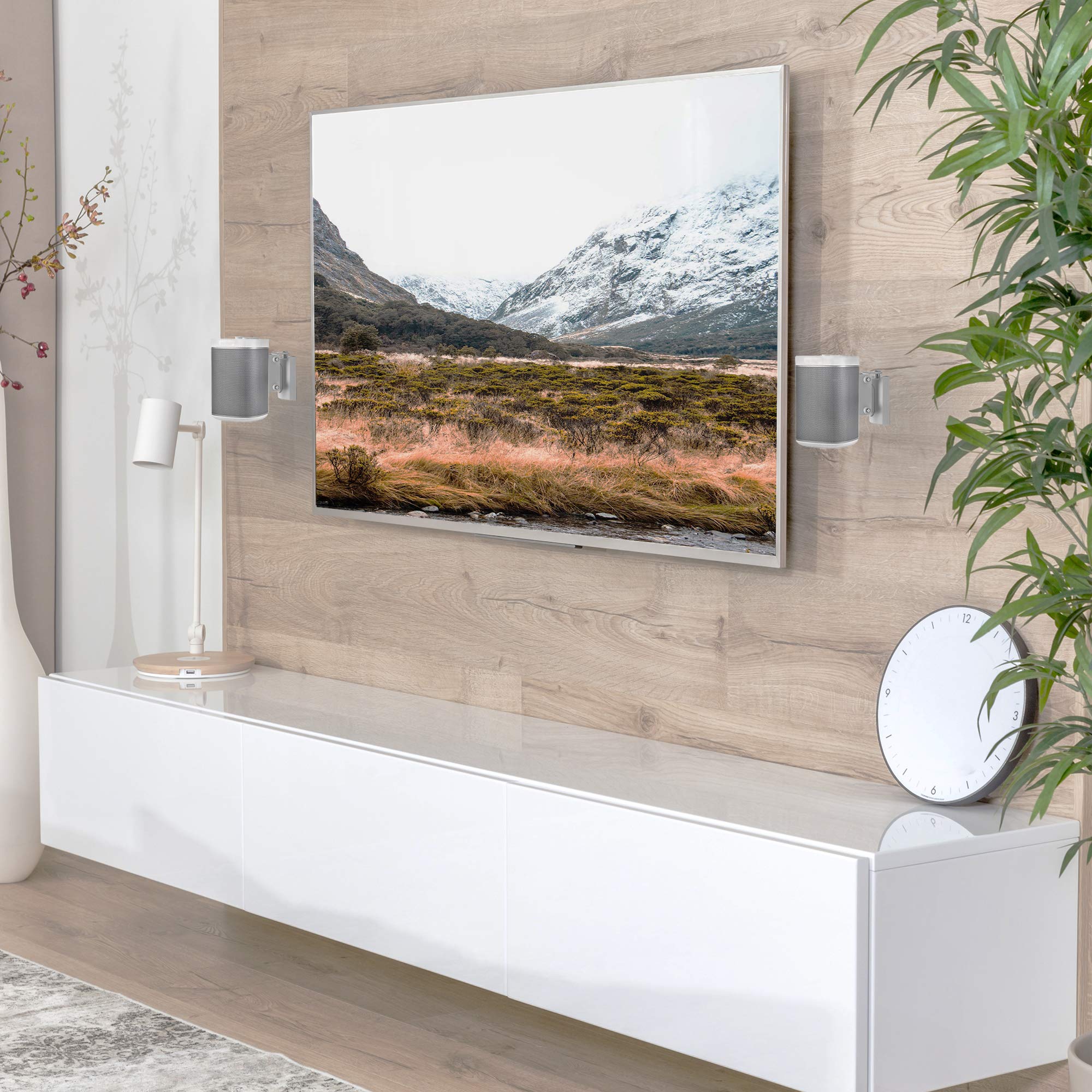 VIVO Supports muraux Doubles Blancs conçus pour Haut-parleurs Audio Sonos One, SL et Play : 1 | Montage réglable pour 2 Haut-parleurs Sonos (MOUNT-PLAY1W)