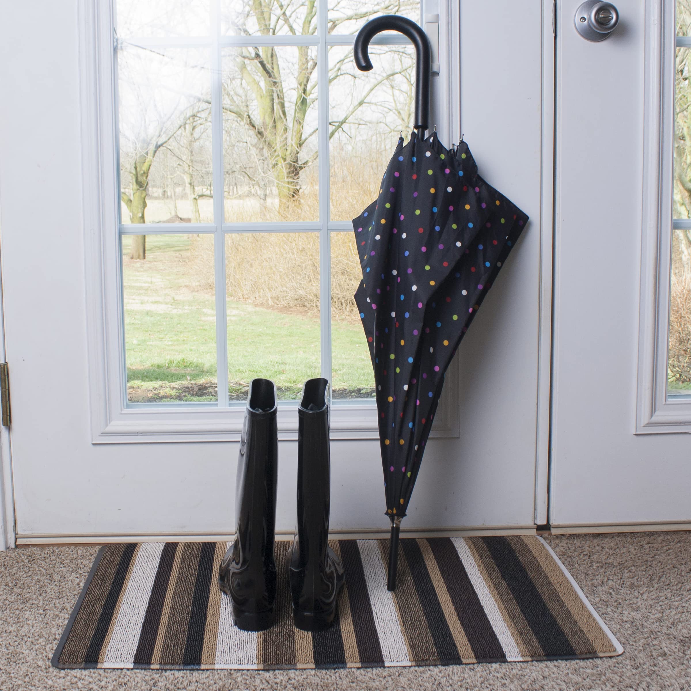 Ritz Premium All-Weather Tufted Rug, 18" x 29" x 1", Skid-Resistant, Stain-Resistant, Indoor And Outdoor Patio Doormat For Pool, Garage, or Entryway, Neutral