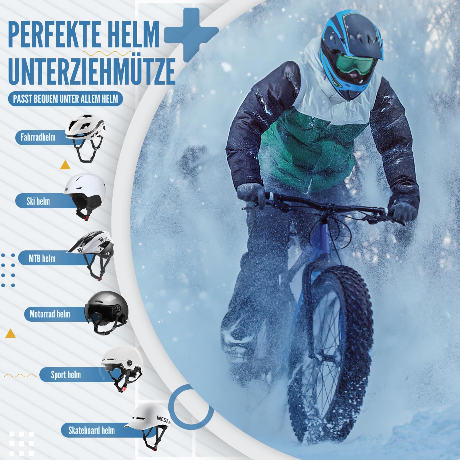 WESTGIRL Czapka rowerowa, czapka pod kask dla mężczyzn i kobiet, ciepła, wiatroszczelna czapka zimowa, czapka sportowa ogrzewacz do biegania, jazdy na rowerze, jazdy na nartach, snowboardzie i motocyklu