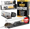 Pest X Pro Move-A-Mouse Humane Mouse Traps [4 Pack] - Longer No-Kill Mouse Trap with Safe Upward Door - Easy Setup, Reusable, Indoor & Outdoor Humane Mouse Traps for Mice