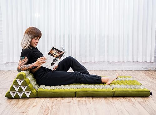 Leewadee - Cojín Tailandés plegable para el suelo con respaldo para TV, sala de estar, colchón para exterior, 65.7 x 20.9 x 11.8 pulgadas, Kapok