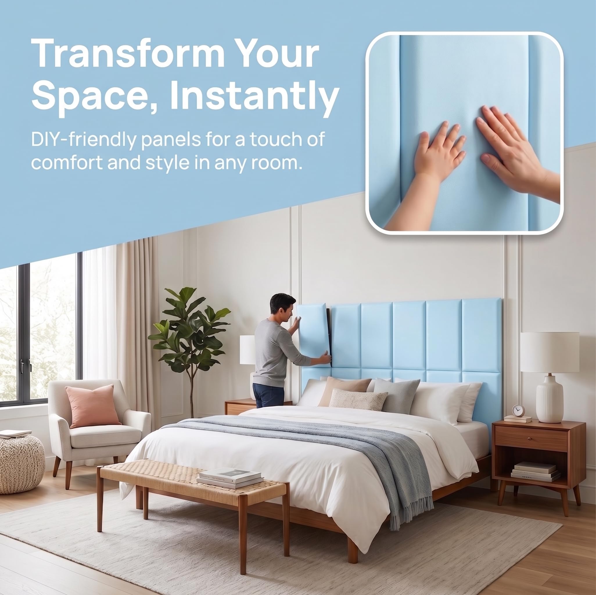 DECHOUS Acolchado de pared 3D anticolisión, 5 piezas a prueba de golpes, adhesivo de pared extraíble con revestimiento de cuero, cojín suave para habitación de niños, cabeceros de cama, paredes de TV