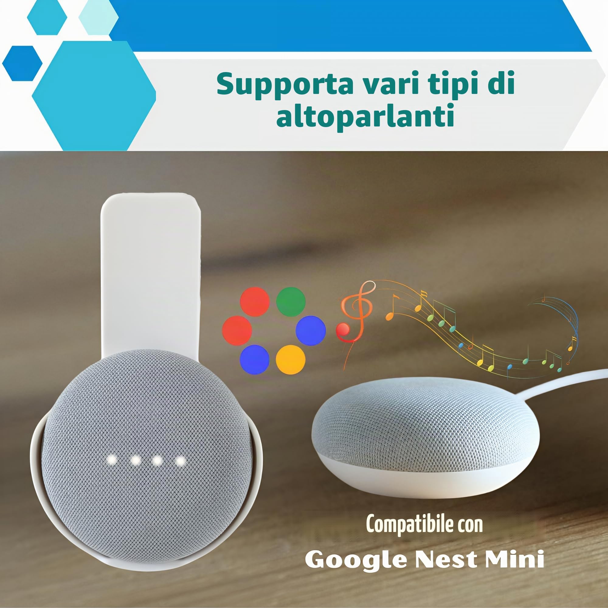Sintron Supporto da Parete per Echᴏ Pop, Supporto per Altoparlante Intelligente, Staffa Salvaspazio per Presa, Nessuna Vite o Foratura, Gestione Cavi Integrata, Compatibile con Google Nest (Bianco)