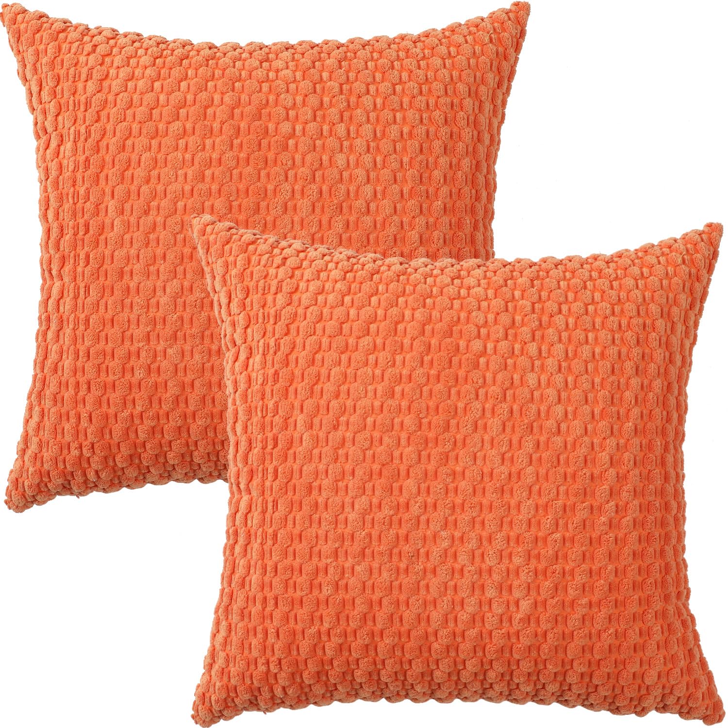 Tennove Cushion Covers 40x40cm Decorative Modern Orange Pillow Cases Pack of 2 Corduroy Boho Soft Throw Pillow Covers Square Pillowcases for Sofa Living Room Bed Home Decor