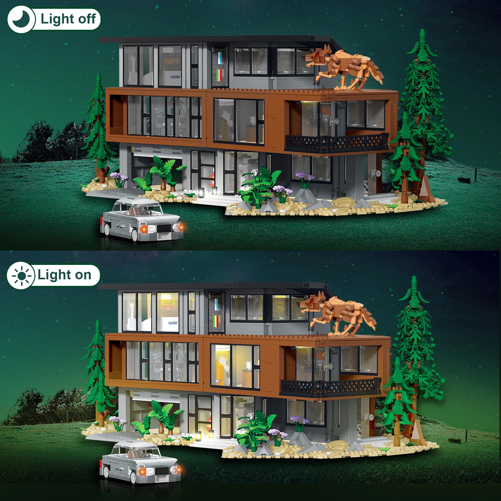 Set Mattoncini Vampire Villa, 2813+ Pezzi Modello Casa Moderna con Luci, Villa Ispirata al Cinema - Regalo di Natale per Adulti e Adolescenti Appassionati di Architettura