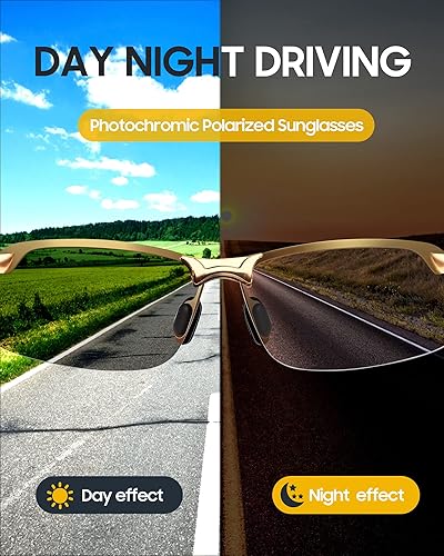Miniatura 4 de TJUTR Lentes de sol fotocromáticos polarizados para hombre, lentes de conducción de día y noche, antirreflejos, ideales para condiciones de luz baja