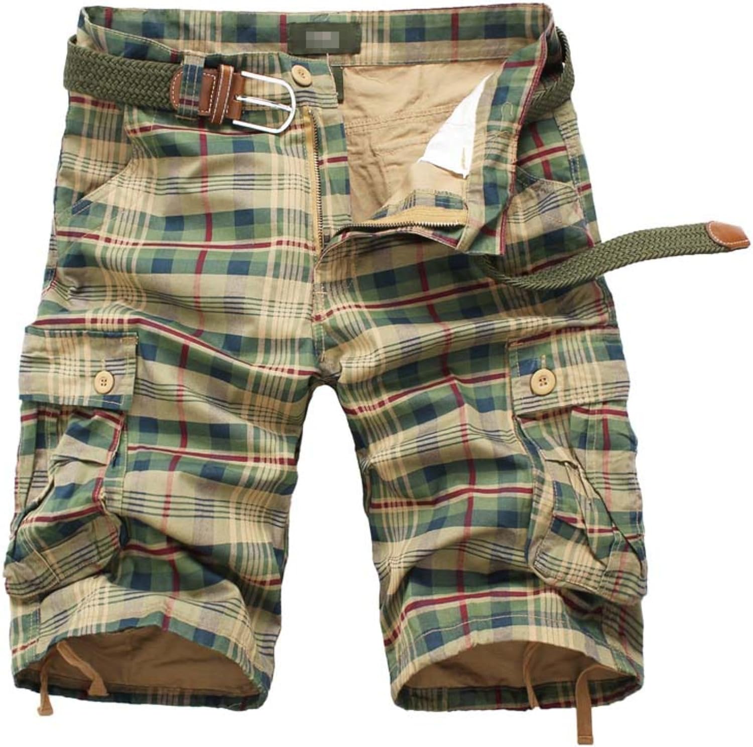 Men's Cargo Fashion Plaid Shorts Cargo Shorts No Belt Tactical Work Shorts Stretch Comfor Summer Outdoor Shorts