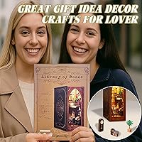 Vista 11 de Flever Kit miniatura de rincón de libro para casa de muñecas, decoración de estantería de libro de bricolaje, rompecabezas de madera 3D, kit