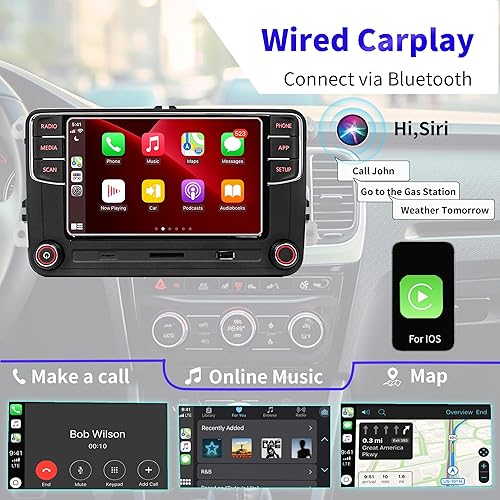 Miniatura 10 de SCUMAXCON - Radio estéreo compatible para automóvil de 65 pulgadas con Bluetooth SVC USB pantalla táctil para Carplay Android Auto MIB2 RCD360 Pro