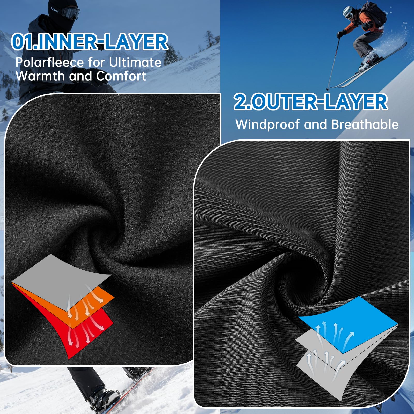 Sturmhaube Motorrad Winter Balaclava Skimaske Warme Fleece Winddicht Sturmmaske für Outdoorsports Radfahren Ski Motorrad Herren Damen Einheitsgröße