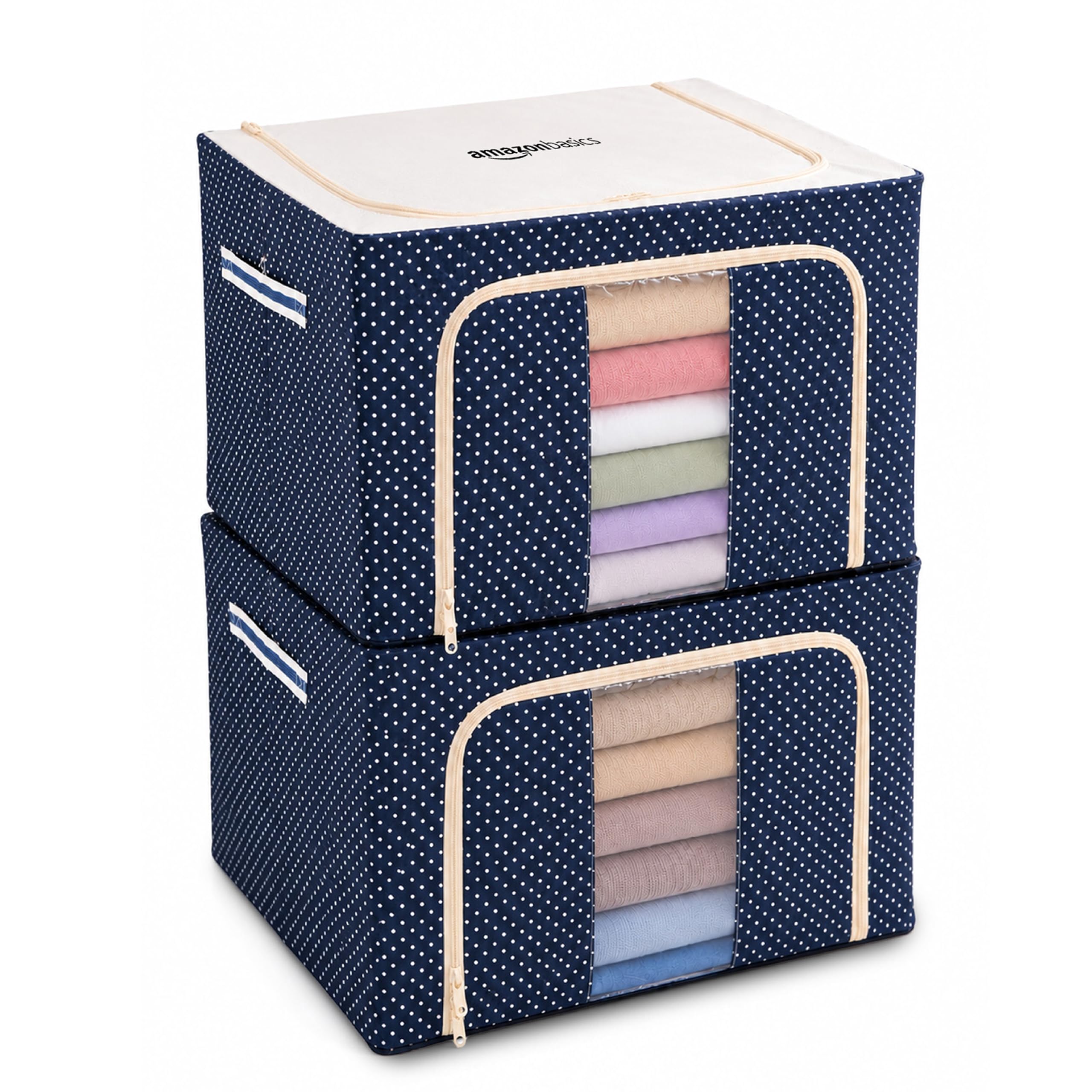 amazon basics Foldable Steel Frame Clothes Organizer Storage Box for Wardrobe, Saree, Shirts, and Blankets-image-4