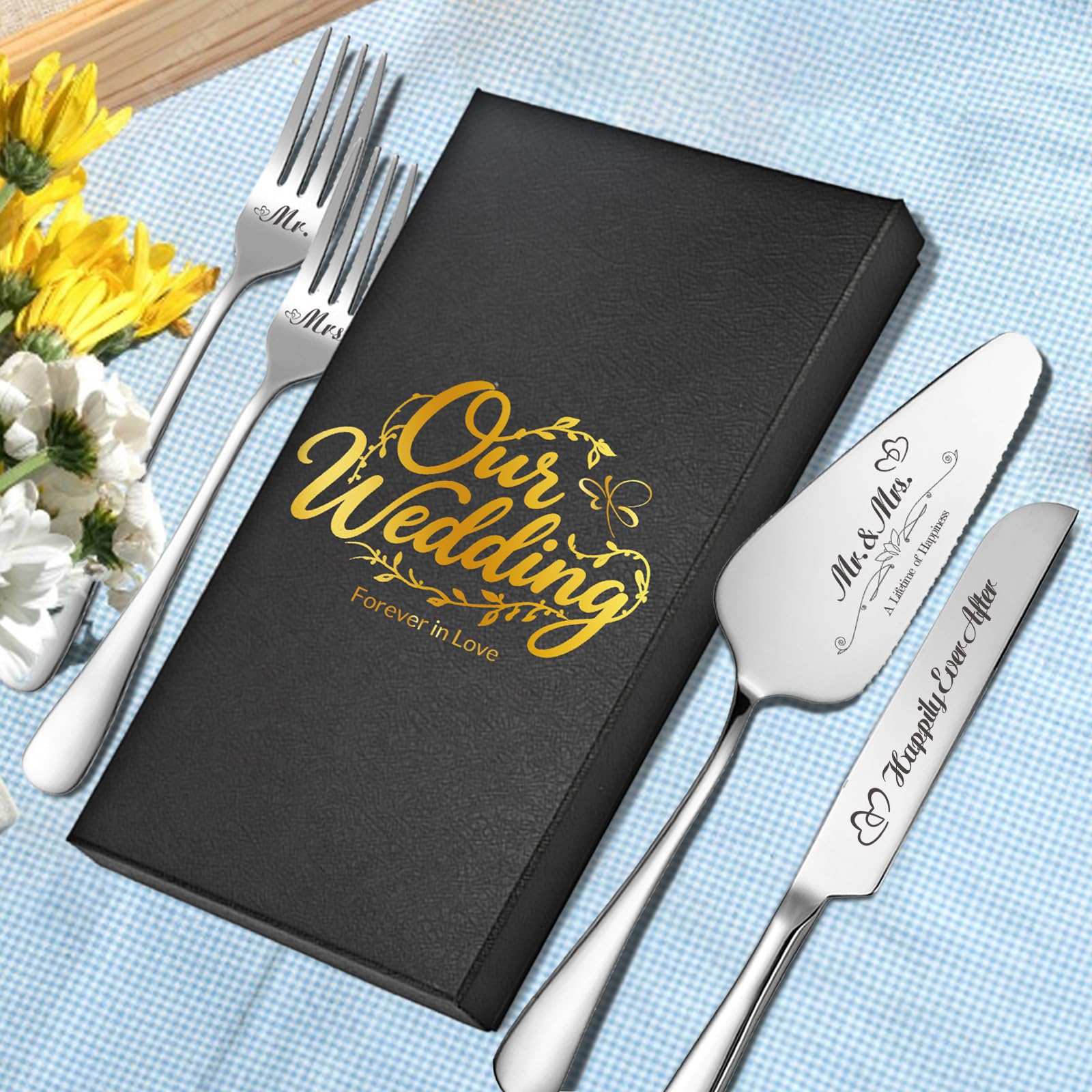 Personalized Wedding Cake Knife Set - Stainless Steel -5 Personalized Wedding Cake Knife Set - Stainless Steel -5