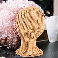 Vista 6 de Soporte de sombrero tejido Soporte de ratán Hat Display Rack Wheels para gorras de béisbol