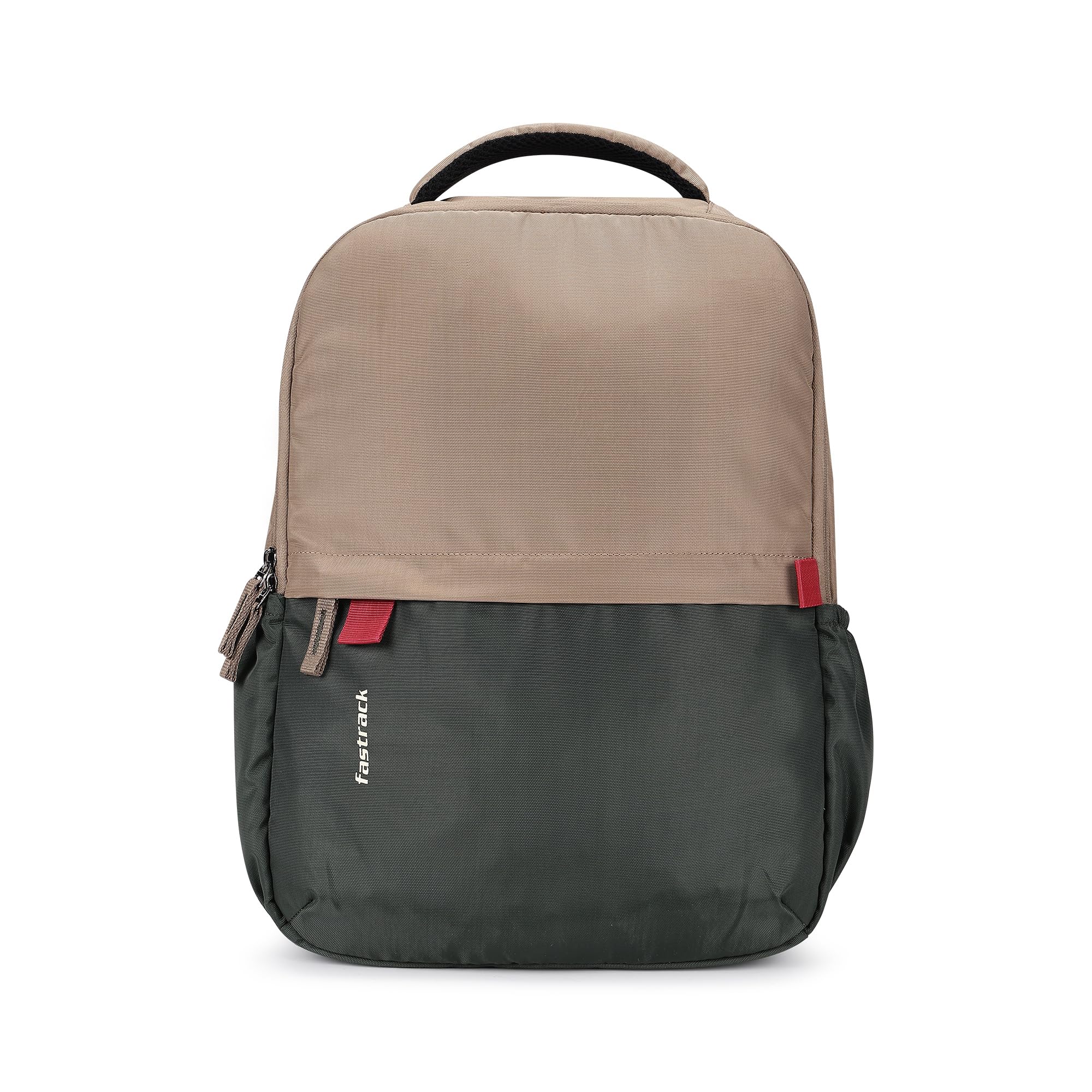 fastrack Carryall Laptop Backpack for Men & Women | 15" Laptop Bag with Dedicated Sleeve | Beige & Green Polyester Backpack | Spacious Main Compartment | Padded Straps & Trolley Loop-picture-7