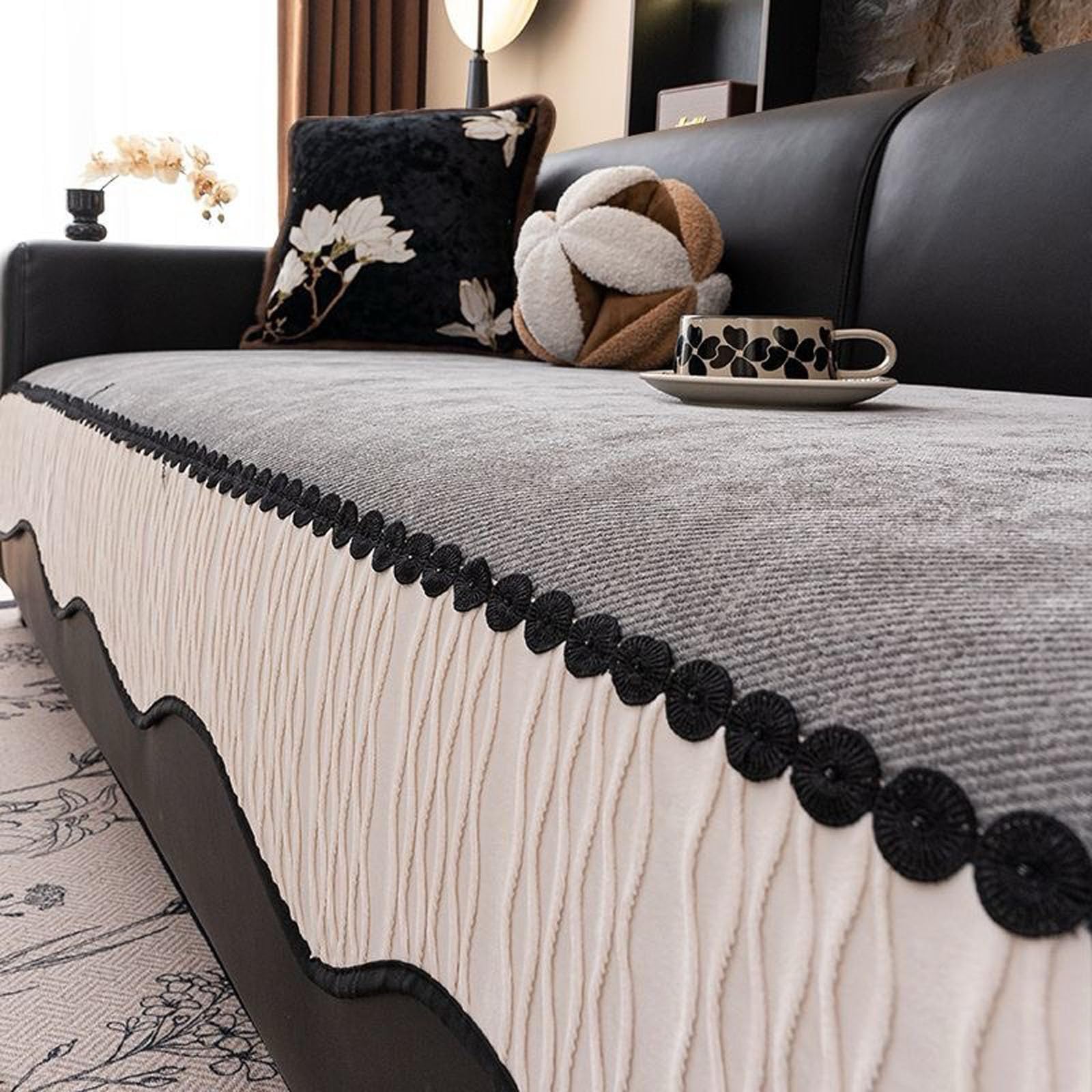 Protège Canapé pour Chiens et Chats,Anti Poils Animaux Couvre Canapé Housse Canapés d'angle Protege Canape Griffe Chat pour Salon Coussin de Chaise Canapés Serviette Multifonction,Dark Grey,80x240cm