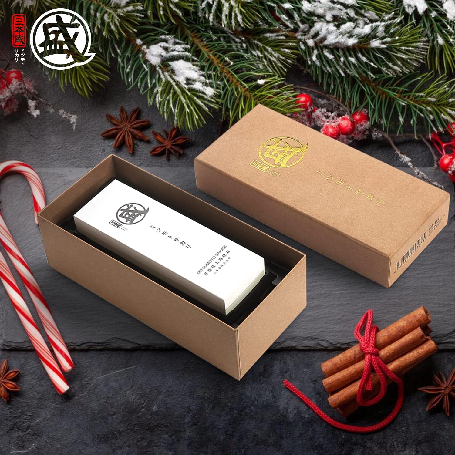 MITSUMOTO SAKARI Japanese Knife Sharpening Stone, Professional Double-Sided Whetstone 1000/3000 Grit, Kitchen Knife Sharpener Stones with Non-Slip Wooden Seat