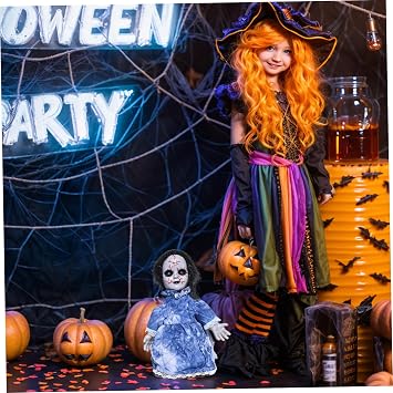 Halloween Decorations, Haunted Doll Scary Doll Horror Doll Walking Creepy Doll with Lighting Eyes & Hair, Animated Scary Haunted Doll Horror with Sounds for Haunted House Halloween Decorations