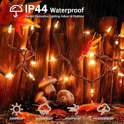 Miniatura 4 de YOUNGAR 50 luces de Navidad transparentes para exteriores, luces de árbol de Navidad aprobadas con cable marrón, mini luz incandescente enchufable
