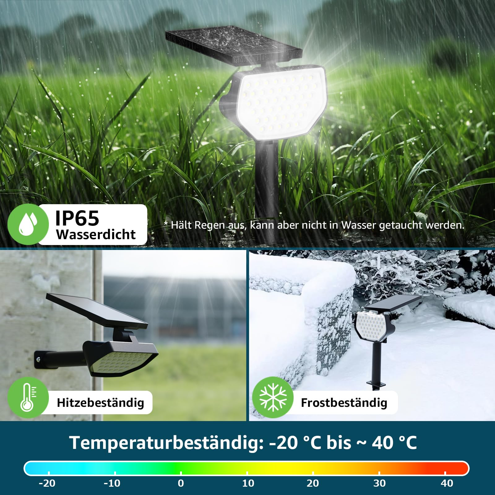 Lepro Solar Gartenleuchten Kaltweiß IP65 Aussen 2 Beleuchtungsmodi, 4 Stück | Solarlampen für Außen Garten, IP65 mit Drehbaren Solar Panel, 2-in-1 Solarleuchten, 43LED Solar Strahler Wegeleuchten