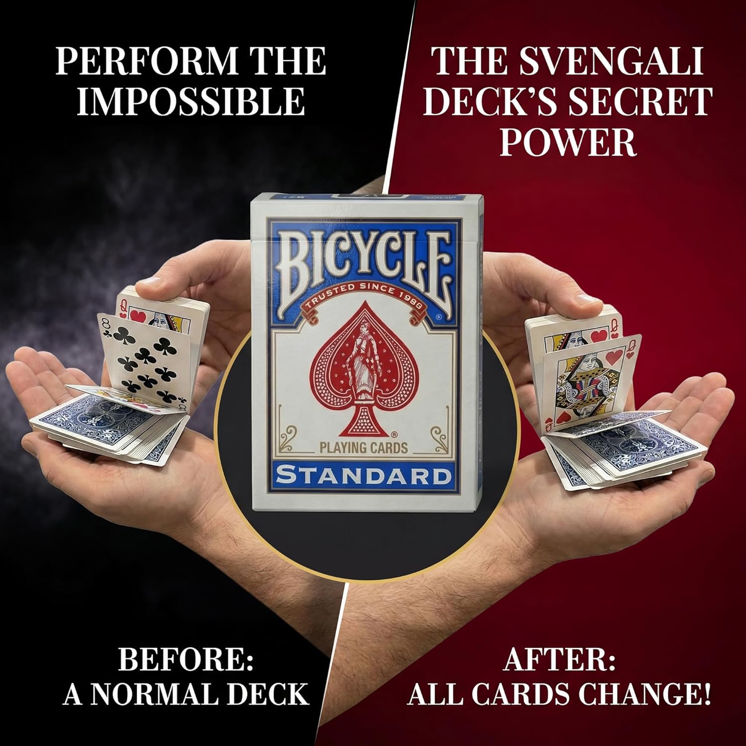 Ted's Sterling Magic Precision Blue Rider Back Bicycle Svengali Deck with Instructions for 100+ Tricks (2 of Clubs)