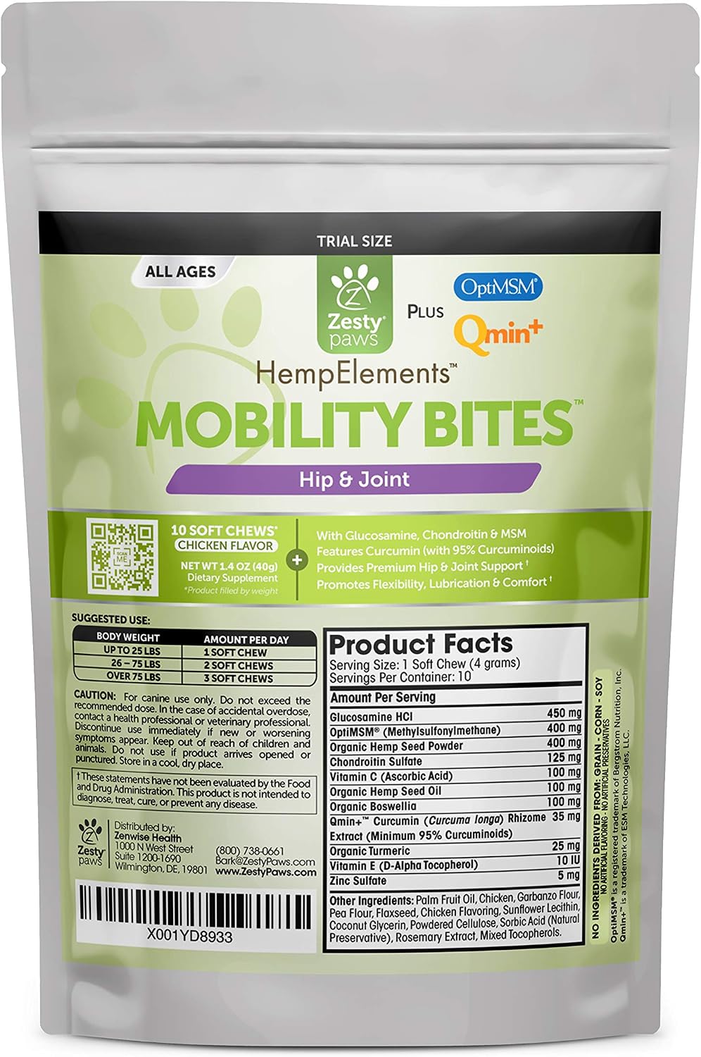 Zesty Paws Hemp Mobility Bites, 10ct