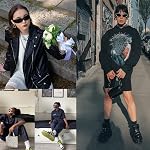 FEISEDY Futuristic Envelopper autour des lunettes de soleil Ovale Cool Y2K Cadre épais de Visière Vintage 90s pour les hommes Femmes B2951