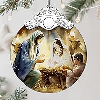 Vista 19 de Adorno de Navidad de natividad, decoración de Navidad de vitrales de 3 pulgadas, adornos de natividad para árbol de Navidad, regalos cristianos