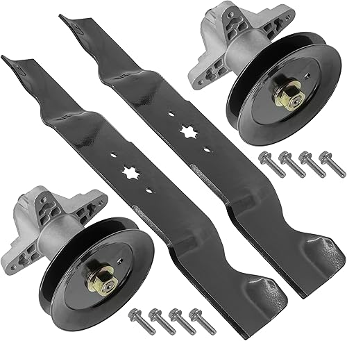 Caltric Husillo y cuchilla compatibles con Cub Cadet RZT-L54 KH RZT-L54 KW RZT-S54 54" ZT Cortacésped Juego de 2