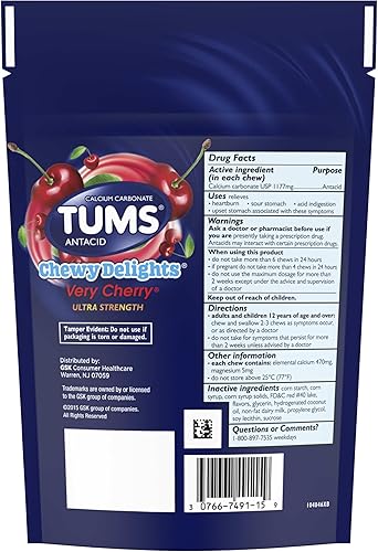 Miniatura 13 de TUMS Chewy Delights - Masticables antiácidos ultra fuertes para alivio de la acidez estomacal masticable y alivio de la indigestión ácida, muy