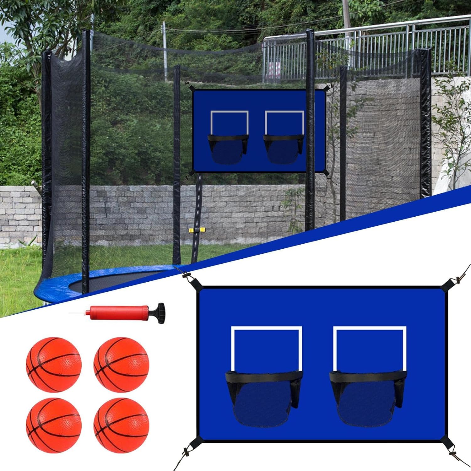 Trampoline Basketball Hoop - Basketball Net for Trampoline | Kids Accessories | Outdoor Sports Toys for Garden Play | Hoop Attachment Fun image 3 of 7 B0F4LY9LSR