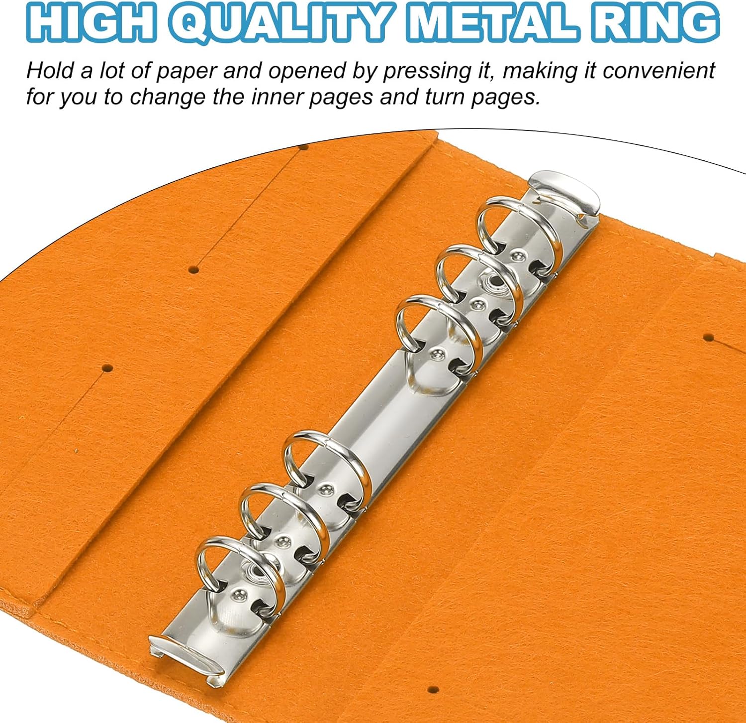 PATIKIL A6 Felt Binder, 6 Ring Soft Cover Refillable Notebook Binder with Pocket for Filler Paper Budget Journal Diary Accessories, Orange - Image 4