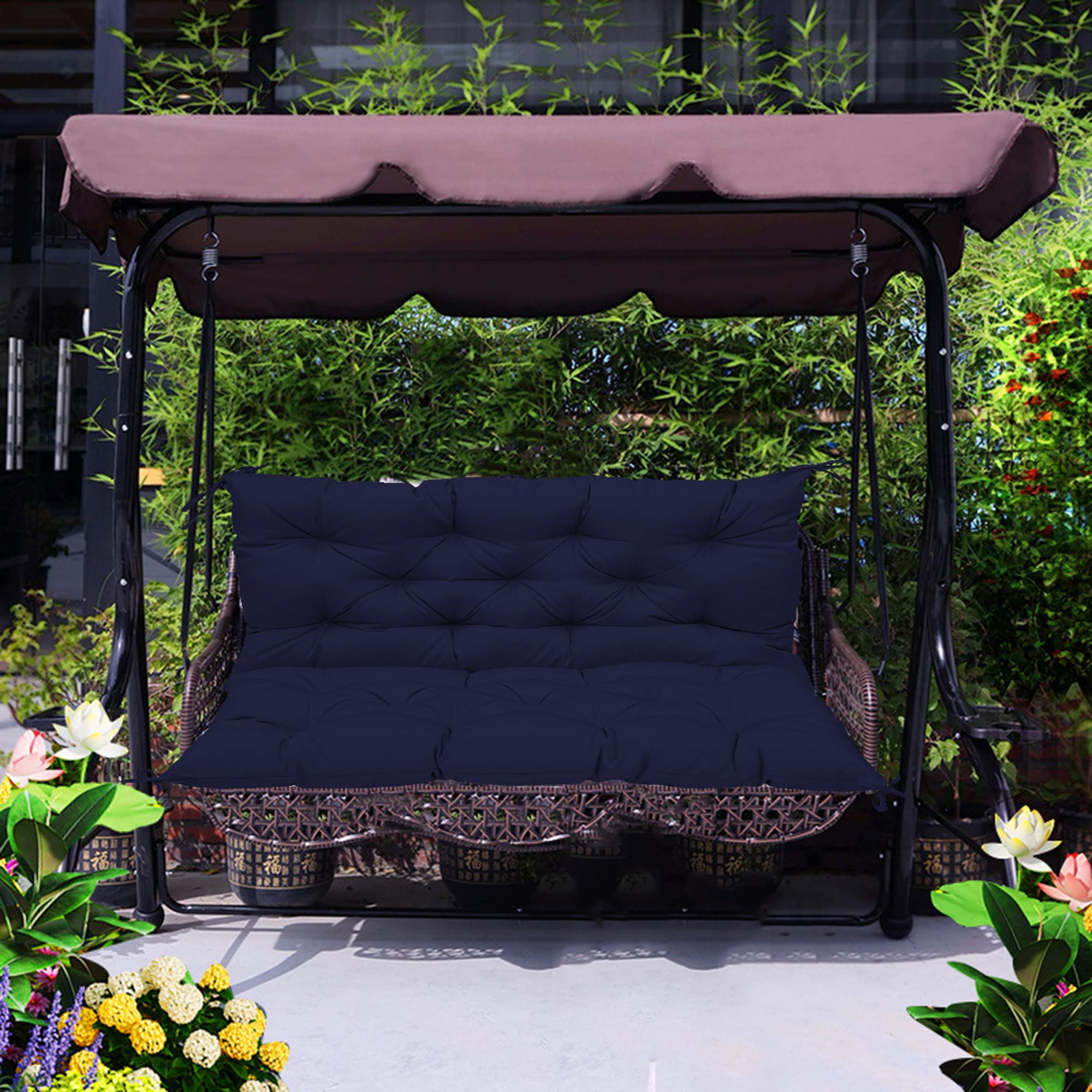 Cuscino personalizzato per panca da giardino per esterni e interni, sedia a dondolo impermeabile, antiscivolo, beige, 60 x 30 x 5 cm
