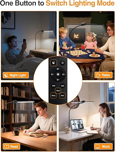 Miniatura 6 de Desk Light with 5 Color+9 Brightness，Desk Lamps for Home Office, 1200 Lumen & 108 LED Desk Lamp, Remote Control+Timer Monitor Light, Clamp Lamp for
