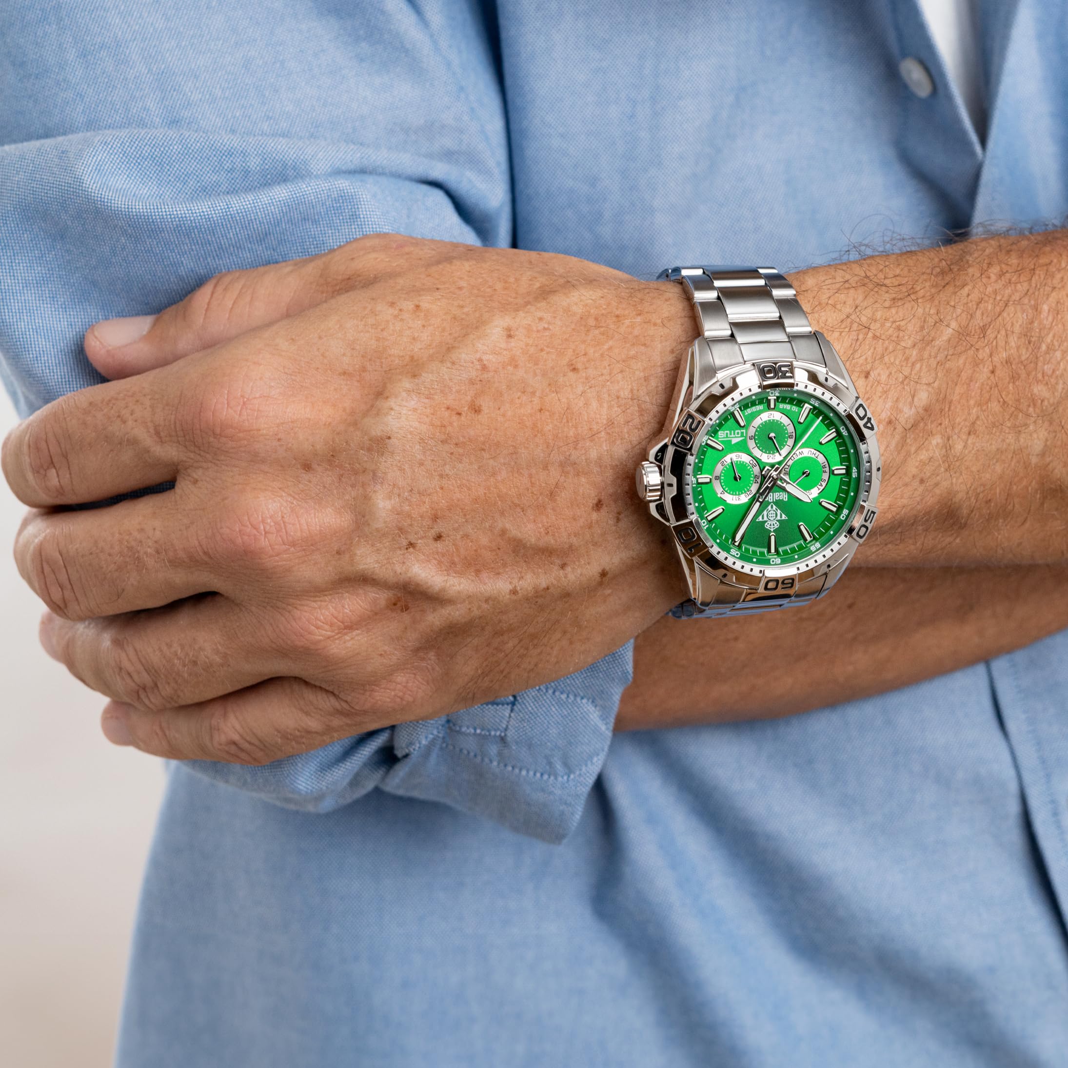LOTUS Reloj 18939/2 Oficial Real Betis - Hombre, Temporada 2024/2025, Caja de Acero Inoxidable, Multifunción