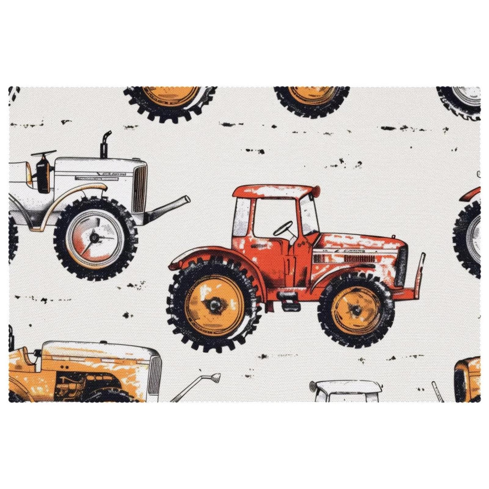 Sets de table Old Tractors pour des repas de famille conviviaux en lot de 6