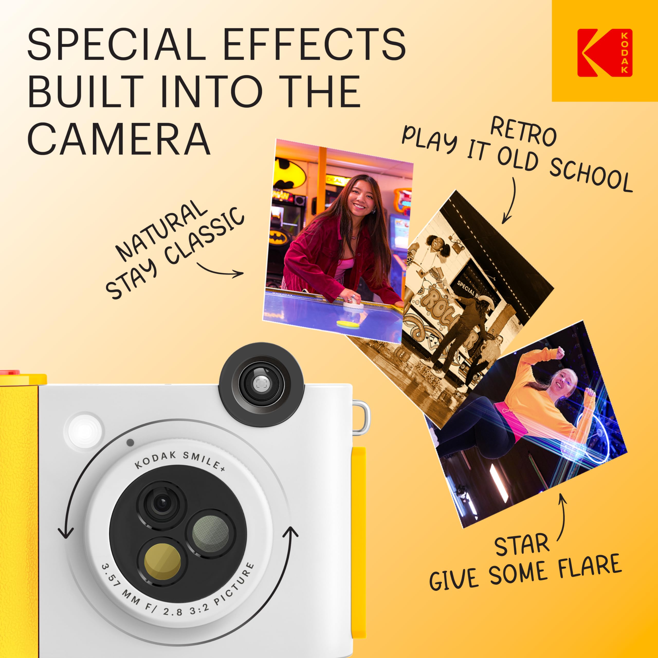 KODAK Smile+ 2-in-1 Digital Instant Camera & Wireless Bluetooth Photo Printer, 10MP, Special-Effect Rotating Lens - Image 2