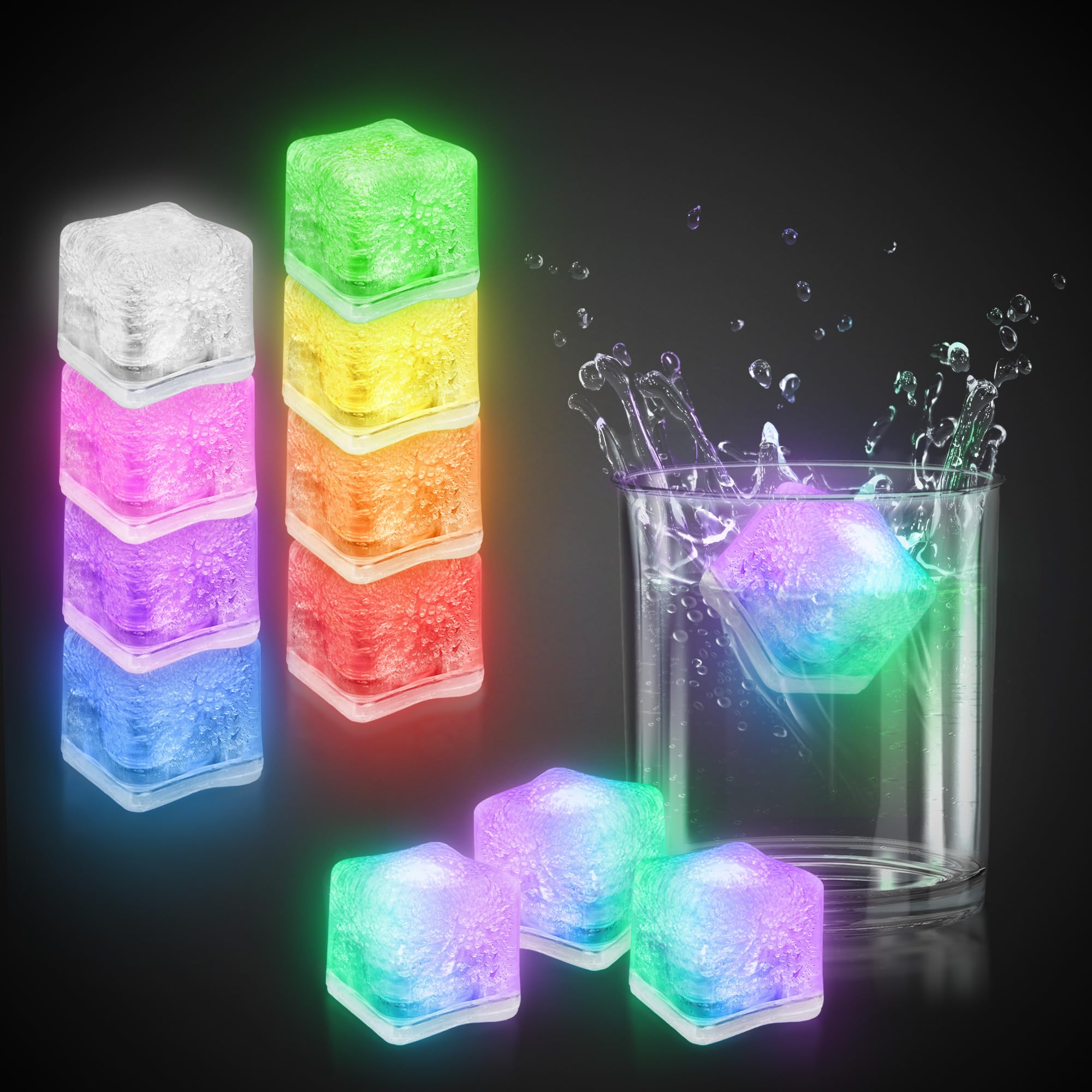 Windy City Novelties 12 pack LED Ice Cubes with Changing Lights - Non Freezing (Multicolor)
