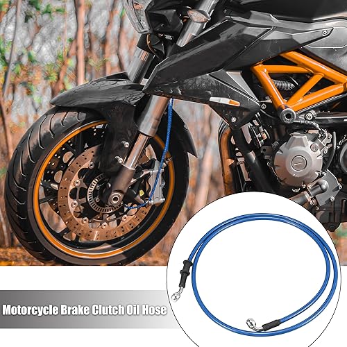 Miniatura 2 de Motoforti Universal 55.1in 55.12" Embrague de freno de motocicleta Tubo de manguera de aceite reforzado hidráulico acero inoxidable trenzado azul