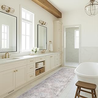 Türkischer Teppich, waschbar, Vintage, orientalisch, antik-inspiriert, traditionell, klein, modern, luxuriös, Eingangsbereich, Schlafzimmer, Badezimmer, Küche (392TW, 60 x 240 cm)