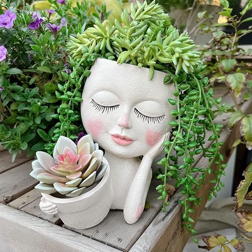 Face Plant Pot - Double Flower Pots for Indoor Outdoor