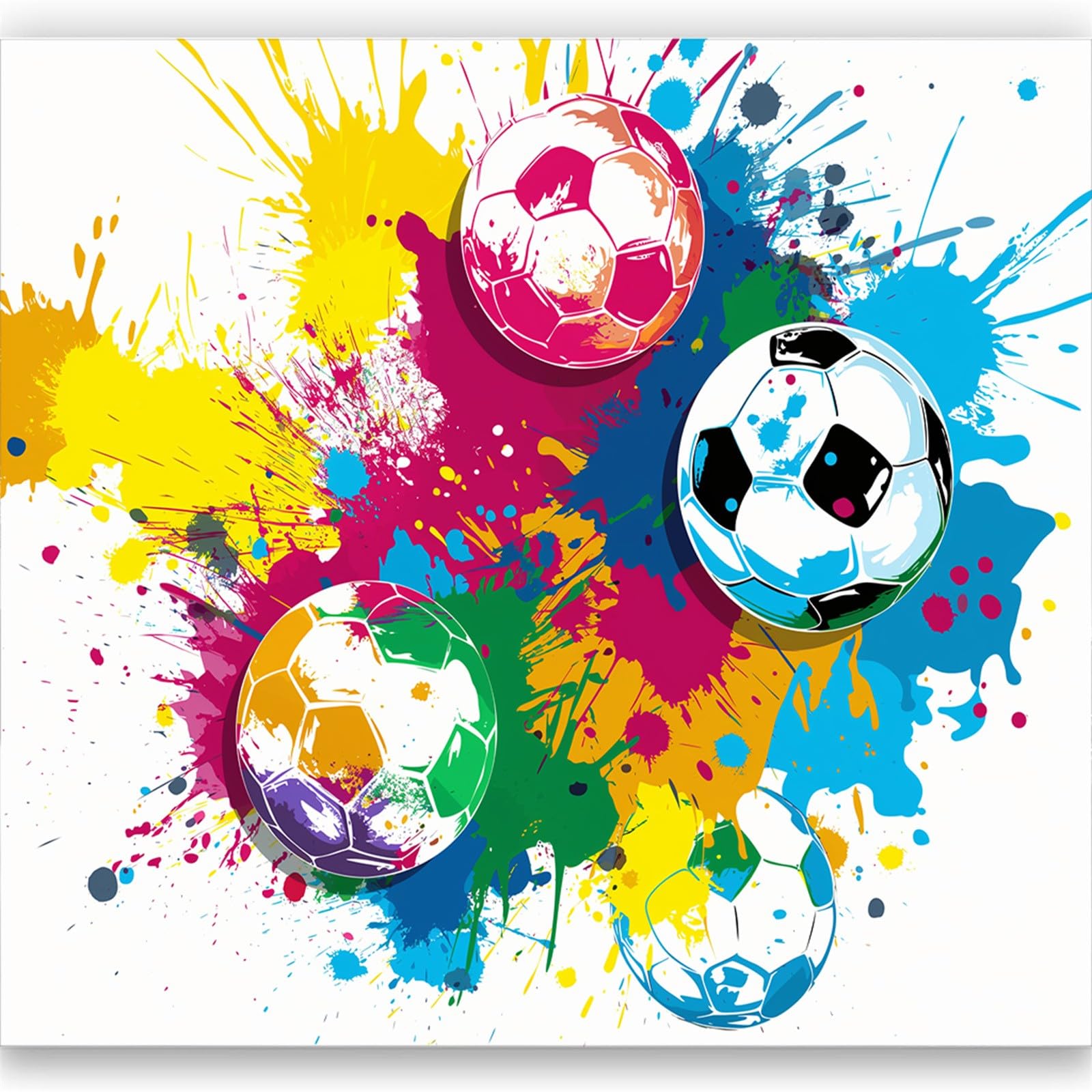 Nowoczesna fototapeta 3D farba piłka nożna sport obraz wydruk fototapeta, jasna włóknina mural dekoracja plakat do salonu i sypialni dziecięcej 250 x 175 cm (szer. x wys.)