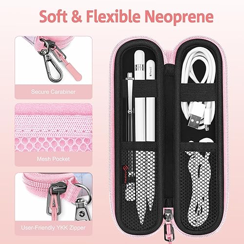 Vista 24 de Fintie Funda para Apple Pencil Pro, Apple Pencil (USB-C / 1ª / 2ª generación), bolsa de transporte de neopreno suave con cremallera para Samsung Gris