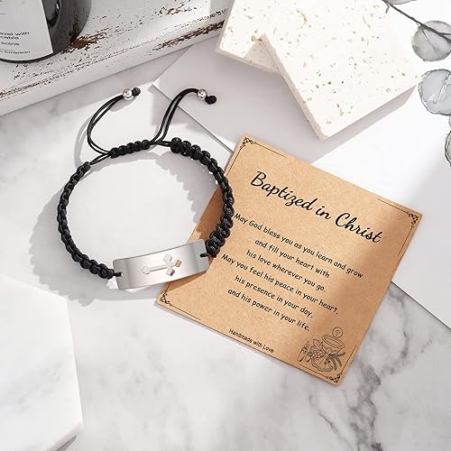 Miniatura 6 de HGDEER BautismoComuniónConfirmaciónReligiosoRegalos cristianos para él, hombres y mujeres, pulsera de longitud ajustable con dije de cruz de plata