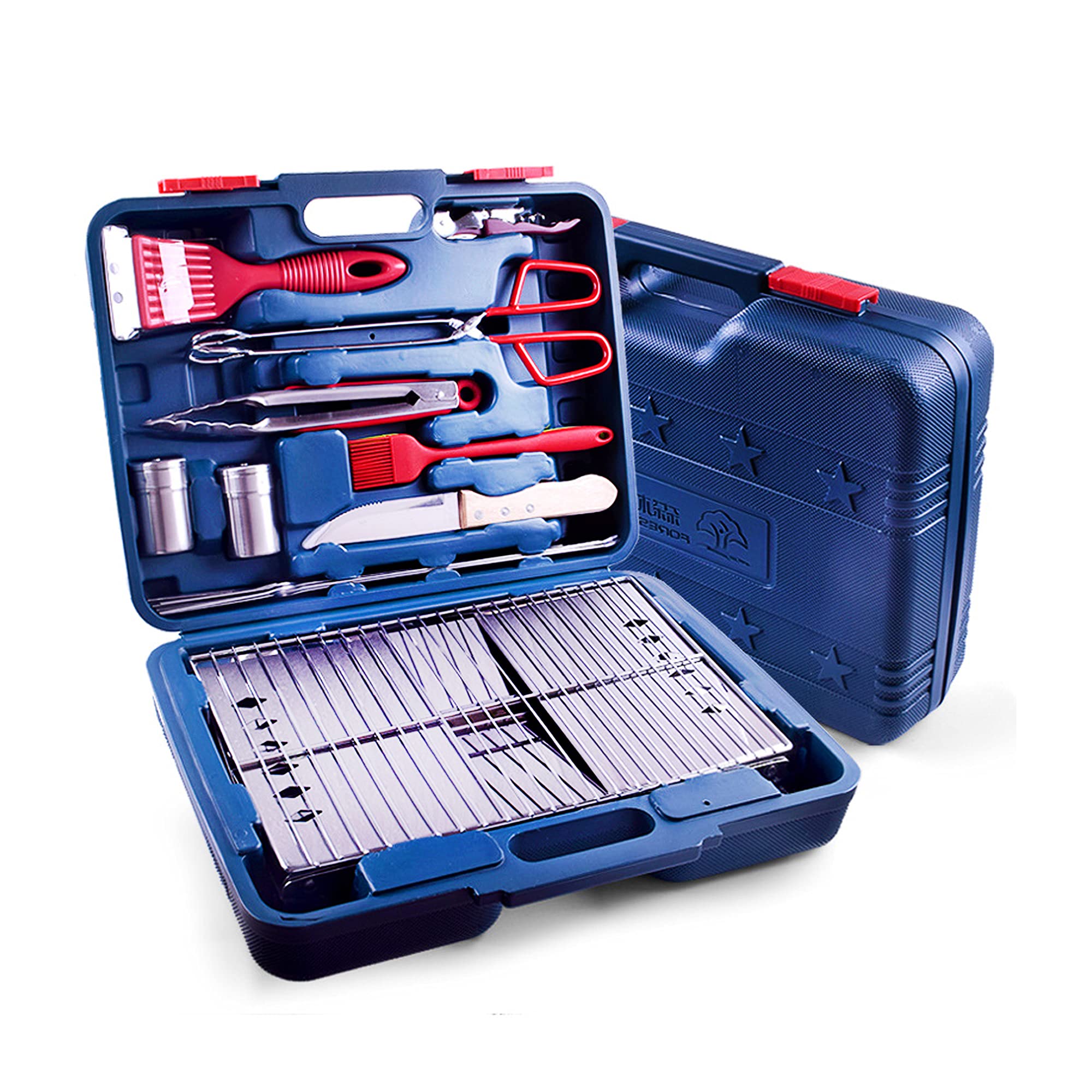 Ensemble d'outils de barbecue portable en acier inoxydable pour camping et cuisine extérieure