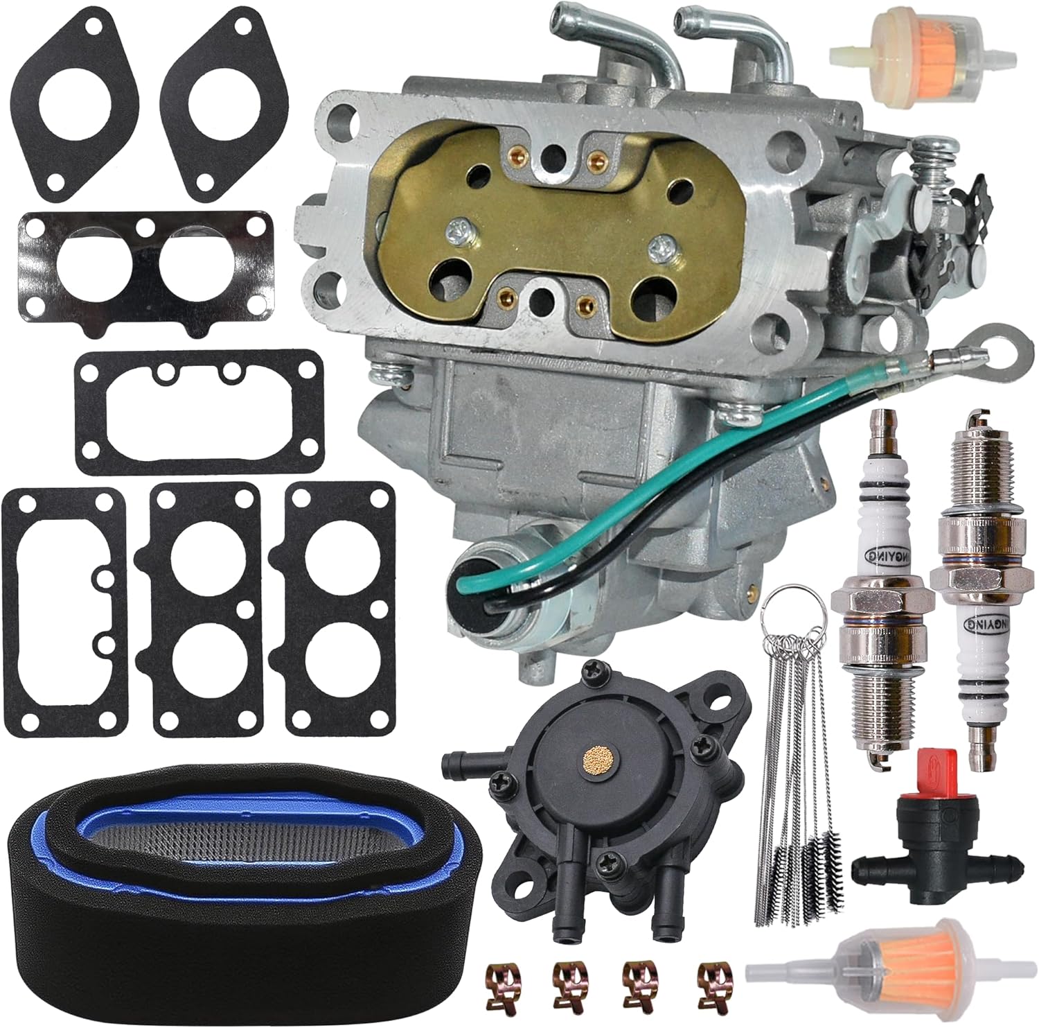 15003-7041 15003-7077 Carburetor Kits for Kawasaki FH601V 4-Cycle Engine With Air Filter and Fuel Pump Spark Plug